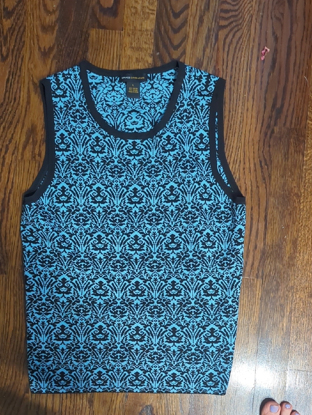 Blue & Black Patterned Women's Tank Top
